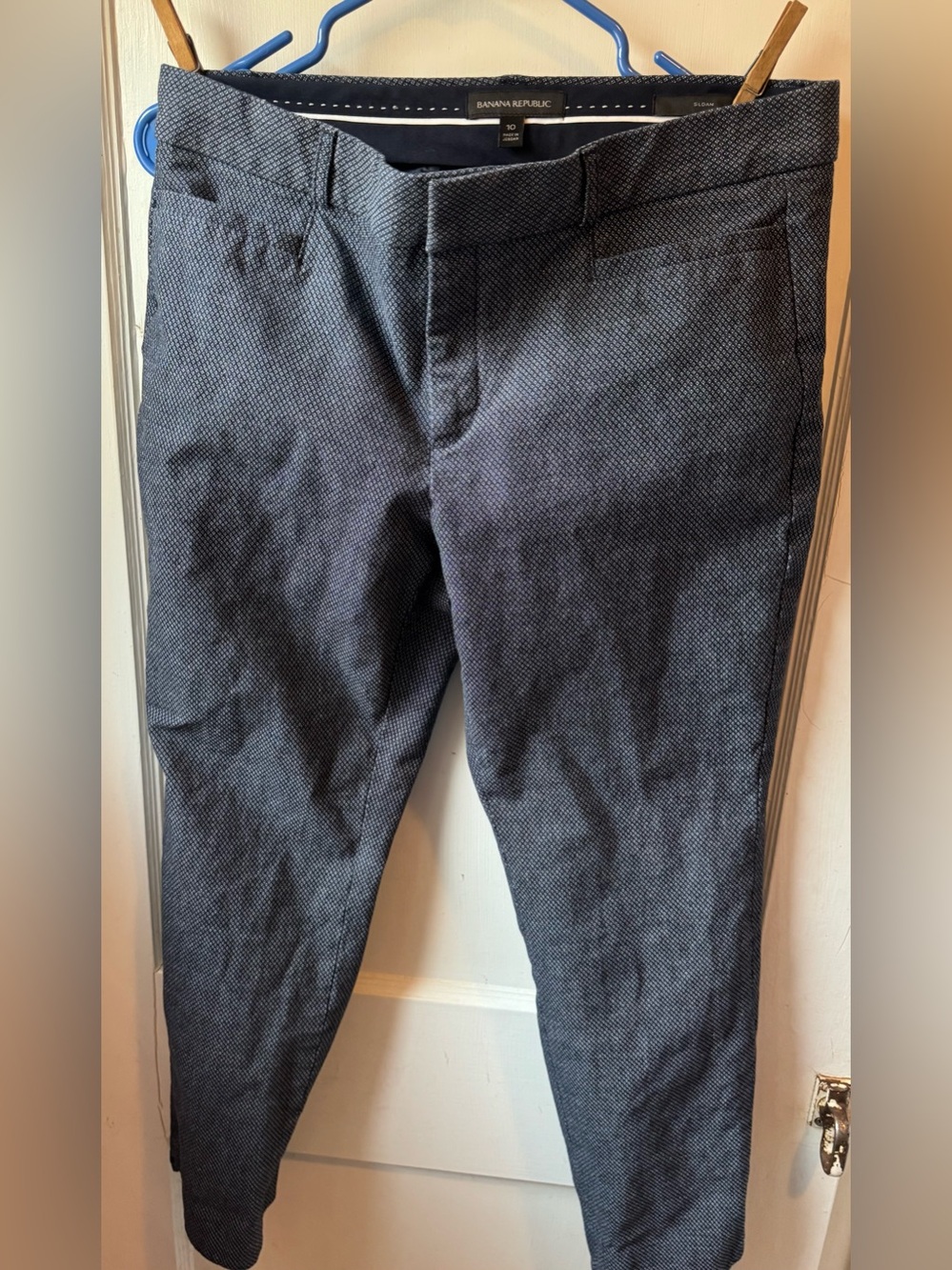 Banana Republic Sloan Ankle Pants Size 10 Navy White Print Career Stretch